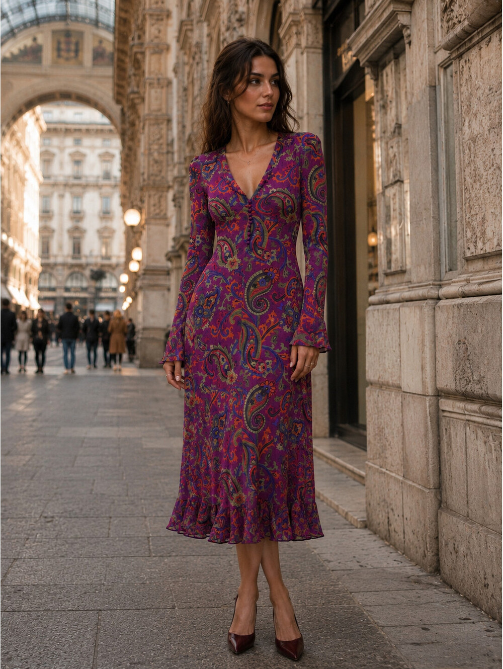 Rare Etro Milano Purple Paisley Patterned Dress IT 42/ US 6/ UK 10/ Eu 38